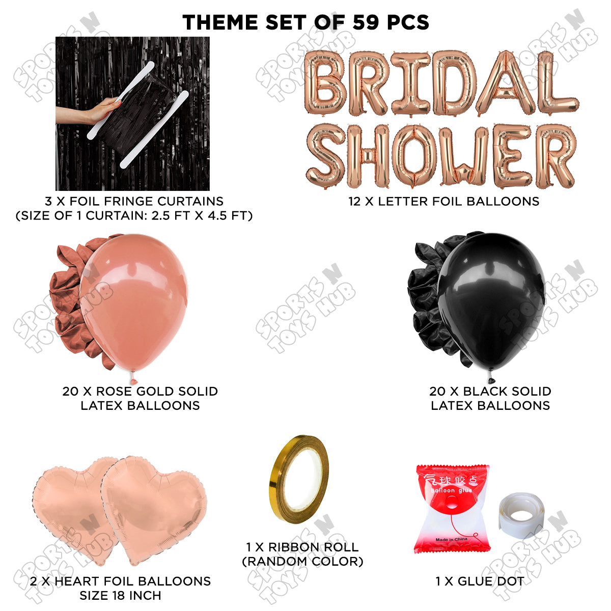 Bridal Shower Foil Letters Theme Collection - Rose Gold & Black