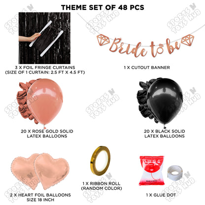 Bride To Be Cursive Banner Theme Collection - Rose Gold & Black
