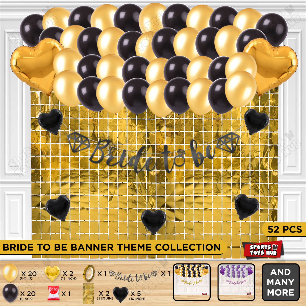 Bride To Be Cursive Banner Theme Collection -  Black & Gold