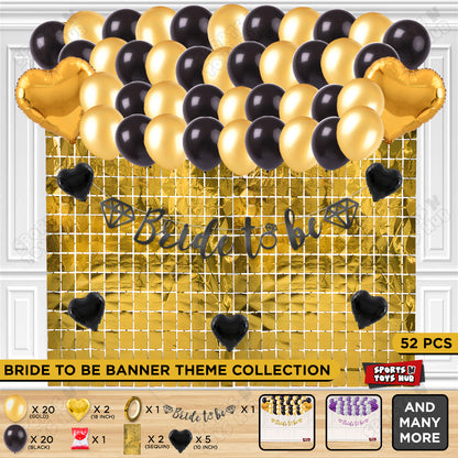 Bride To Be Cursive Banner Theme Collection -  Black & Gold