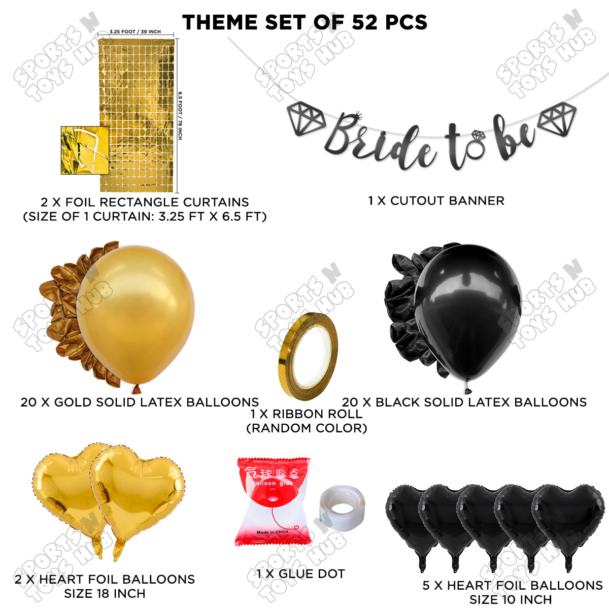 Bride To Be Cursive Banner Theme Collection -  Black & Gold
