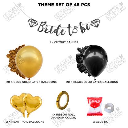 Bride To Be Cursive Banner Theme Collection -  Black & Gold