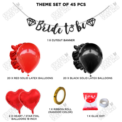 Bride To Be Cursive Banner Theme Collection - Black & Red