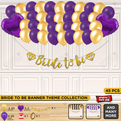 Bride To Be Cursive Banner Theme Collection - Purple & Gold