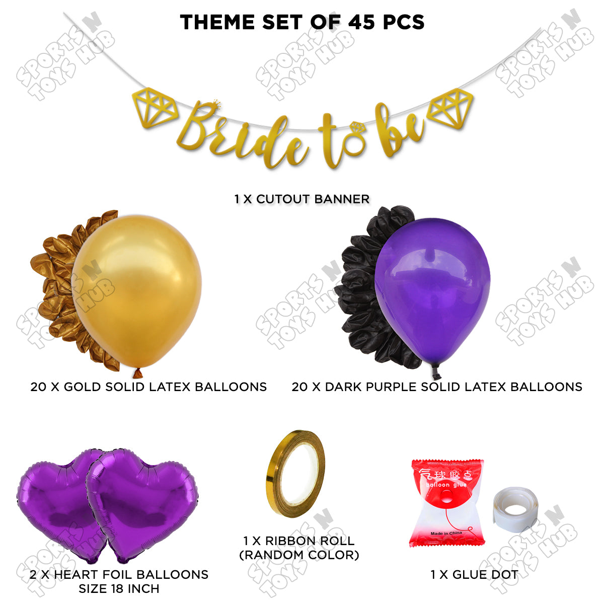 Bride To Be Cursive Banner Theme Collection - Purple & Gold