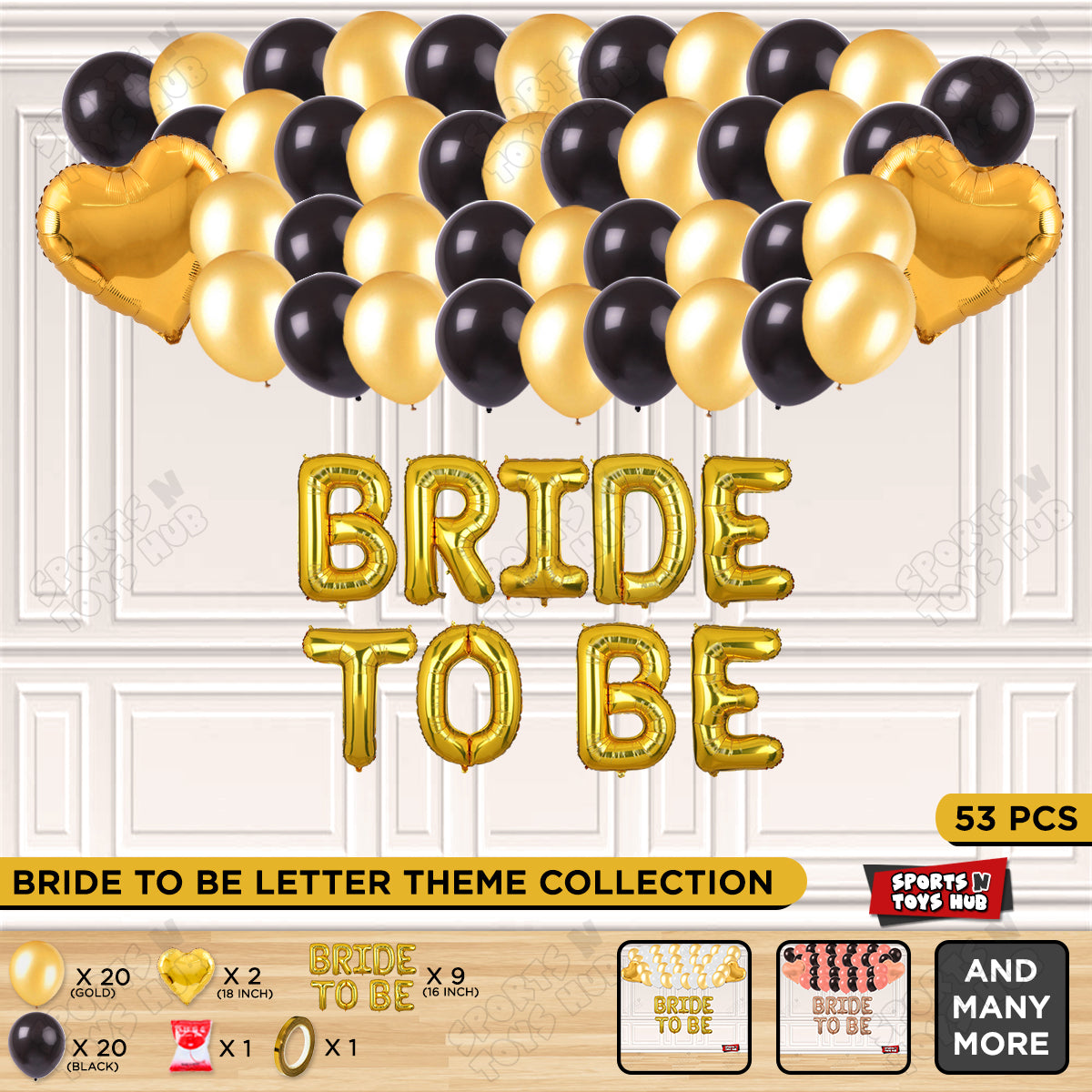 Bride To Be Foil Letters Theme Collection - Black & Gold