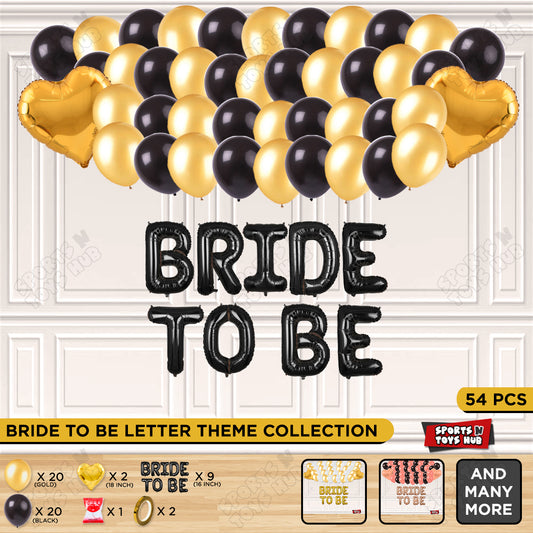 Bride To Be Foil Black Color Letters Theme Collection - Black & Gold