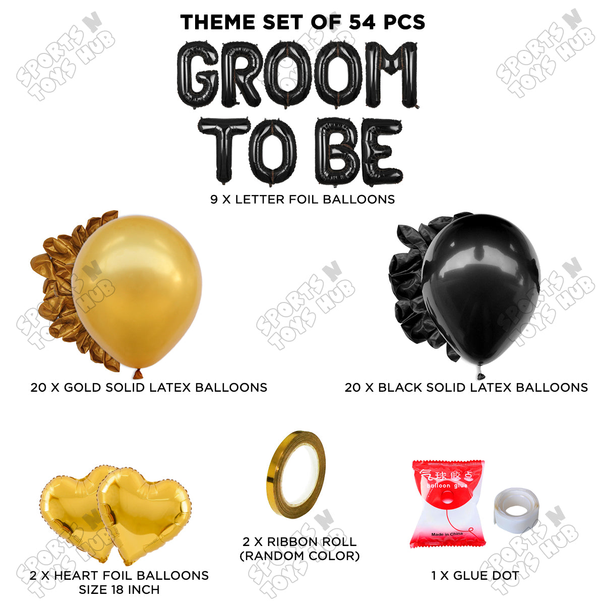 Groom To Be Foil Letter Theme Collection - Black & Gold