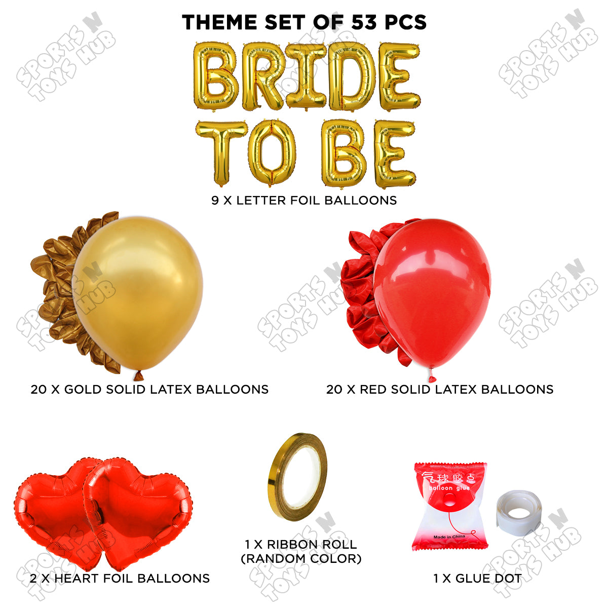 Bride To Be Foil Letters Theme Collection - Gold & Red
