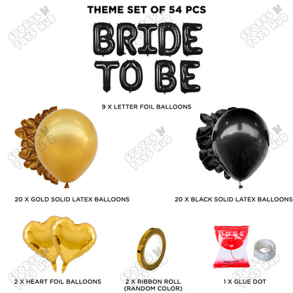 Bride To Be Foil Black Color Letters Theme Collection - Black & Gold