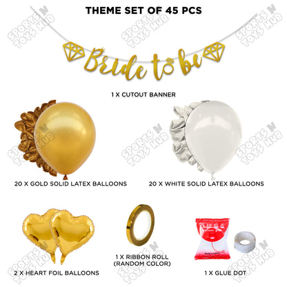 Bride To Be Cursive Banner Theme Collection - White & Gold