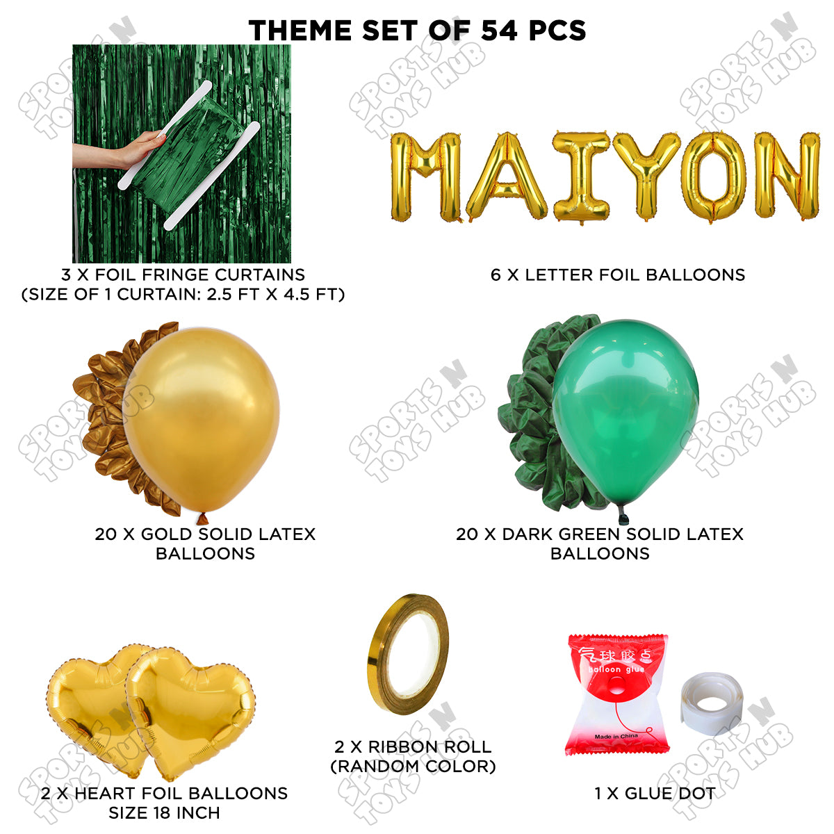 Maiyon Foil Letter Theme Collection - Gold & Green