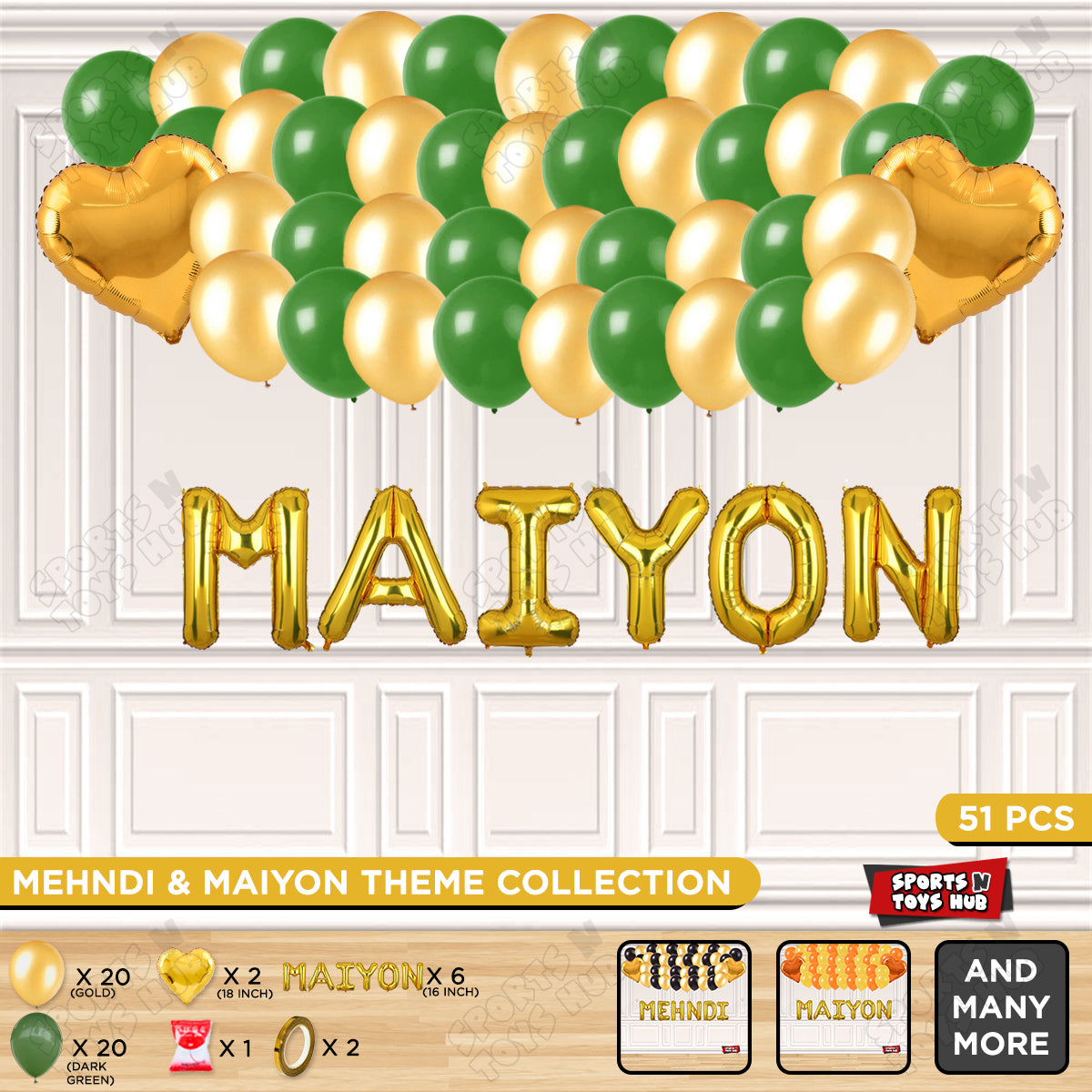 Maiyon Foil Letter Theme Collection - Gold & Green
