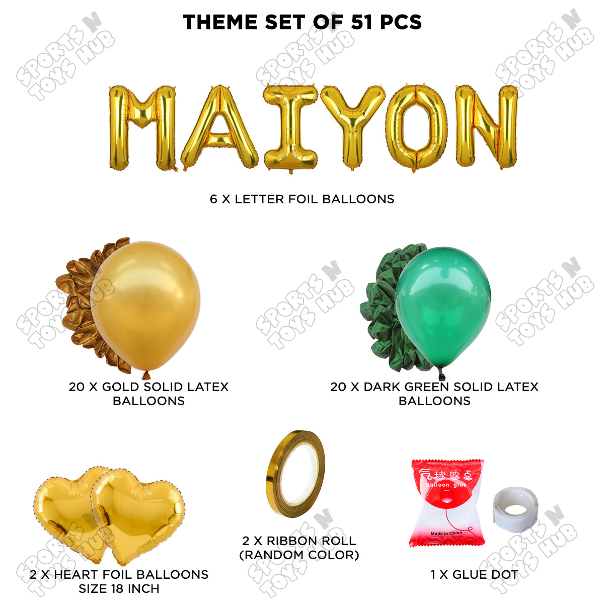 Maiyon Foil Letter Theme Collection - Gold & Green