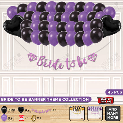 Bride To Be Cursive Banner Theme Collection - Purple & Black