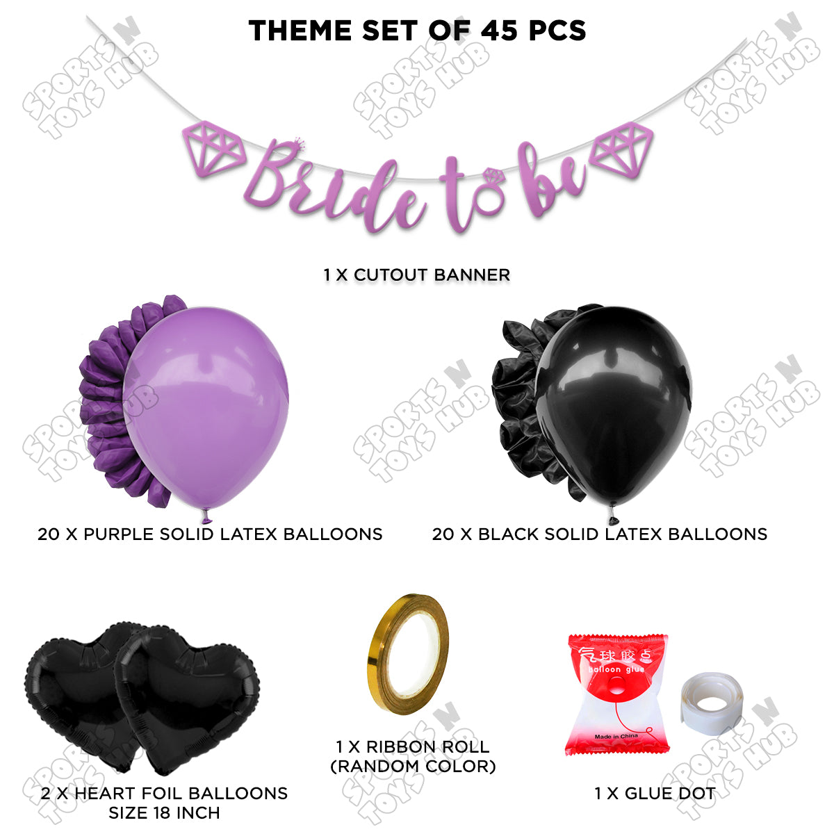 Bride To Be Cursive Banner Theme Collection - Purple & Black