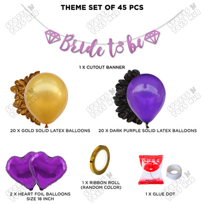 Bride To Be Cursive Banner Theme Collection - Gold & Purple