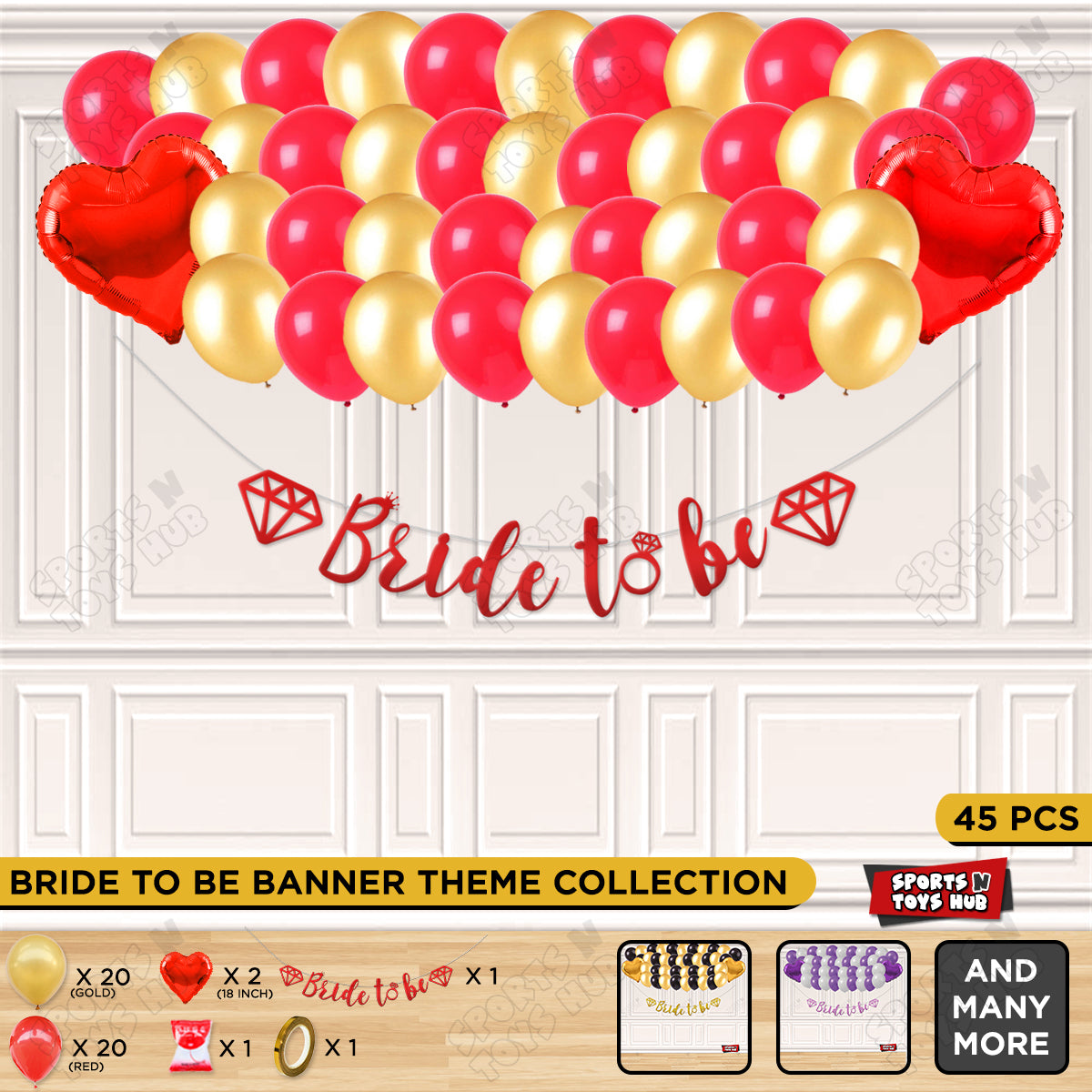 Bride To Be Cursive Banner Theme Collection - Red & Gold