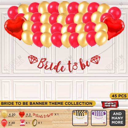 Bride To Be Cursive Banner Theme Collection - Red & Gold