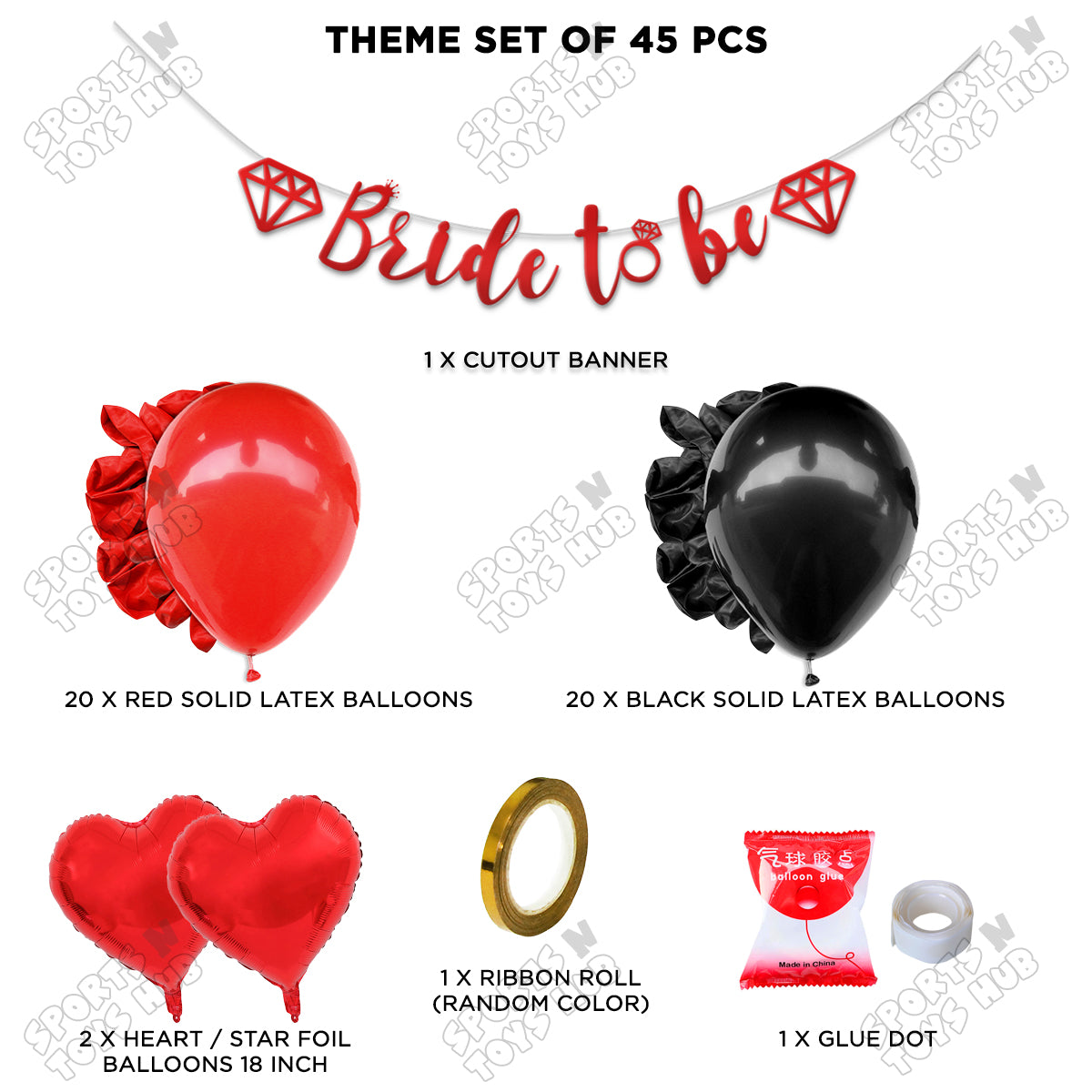 Bride To Be Cursive Banner Theme Collection - Red & Black