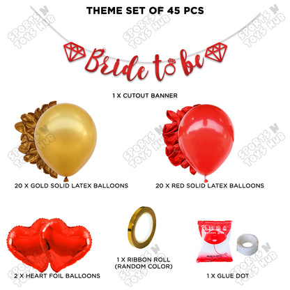 Bride To Be Cursive Banner Theme Collection - Red & Gold