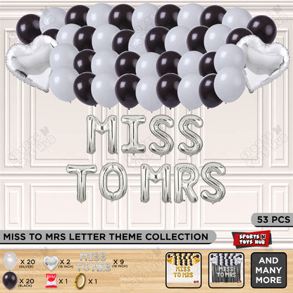 Miss To Mrs Foil Letters Theme Collection - Silver & Black