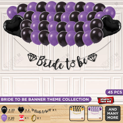 Bride To Be Cursive Banner Theme Collection - Black & Purple