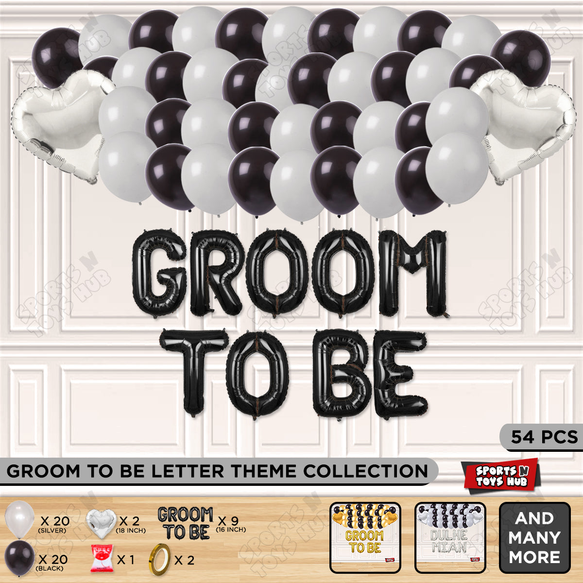 Groom To Be Foil Letter Theme Collection - Black & Silver