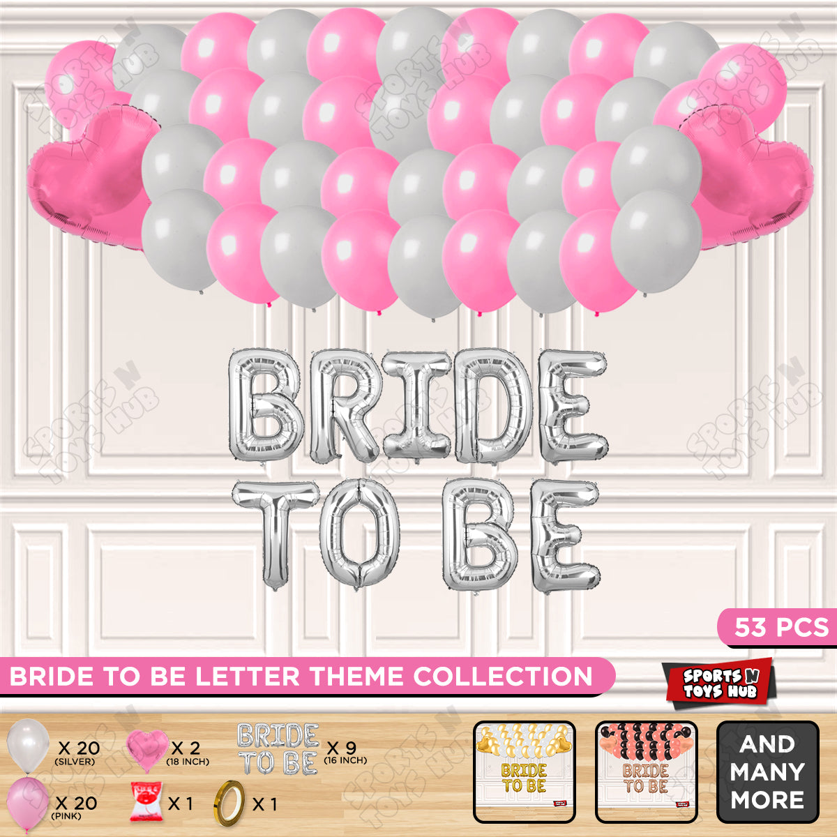 Bride To Be Foil Letters Theme Collection - Silver & Pink