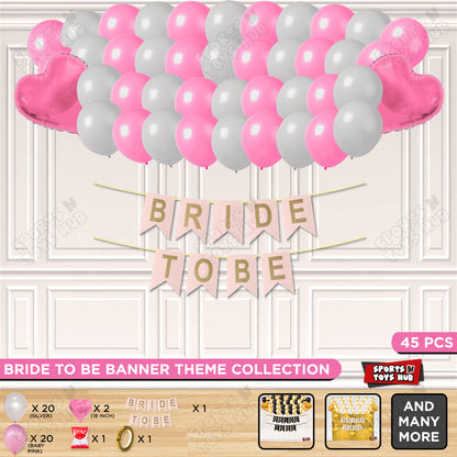 Bride To Be Card Banner Theme Collection - Silver & Pink