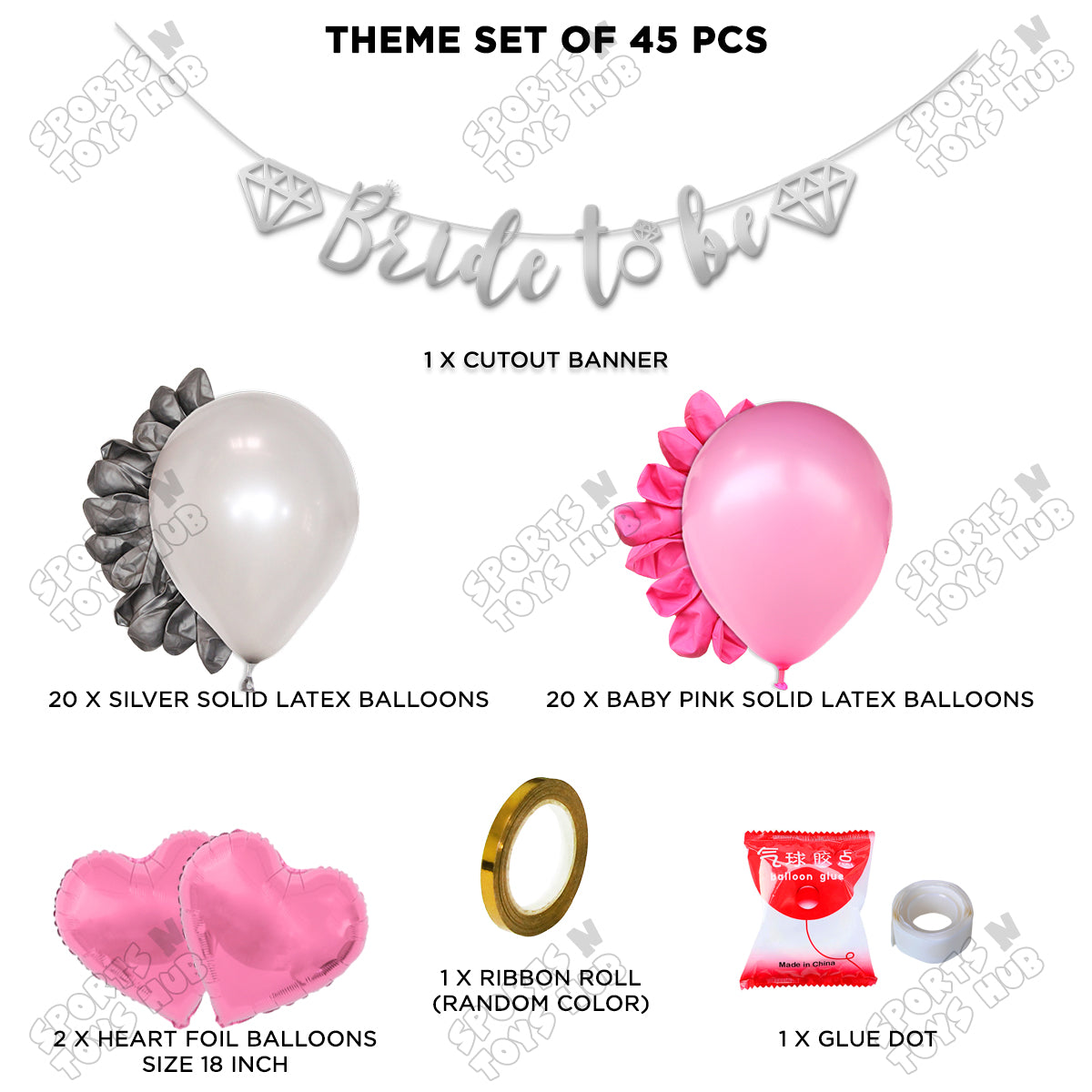 Bride To Be Cursive Banner Theme Collection - Silver & Pink
