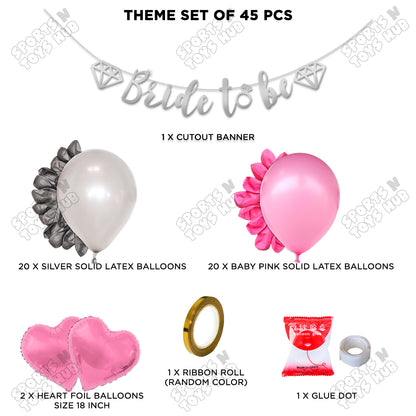 Bride To Be Cursive Banner Theme Collection - Silver & Pink