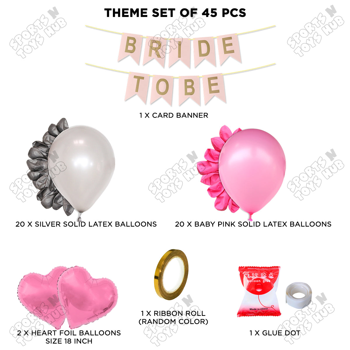Bride To Be Card Banner Theme Collection - Silver & Pink