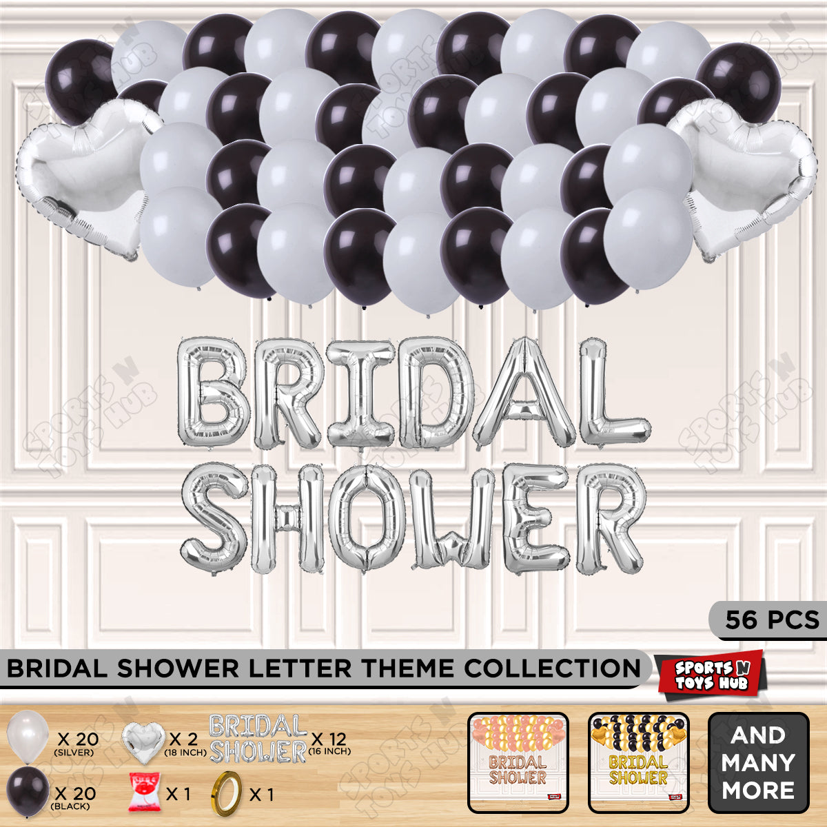 Bridal Shower Foil Letters Theme Collection - Silver & Black