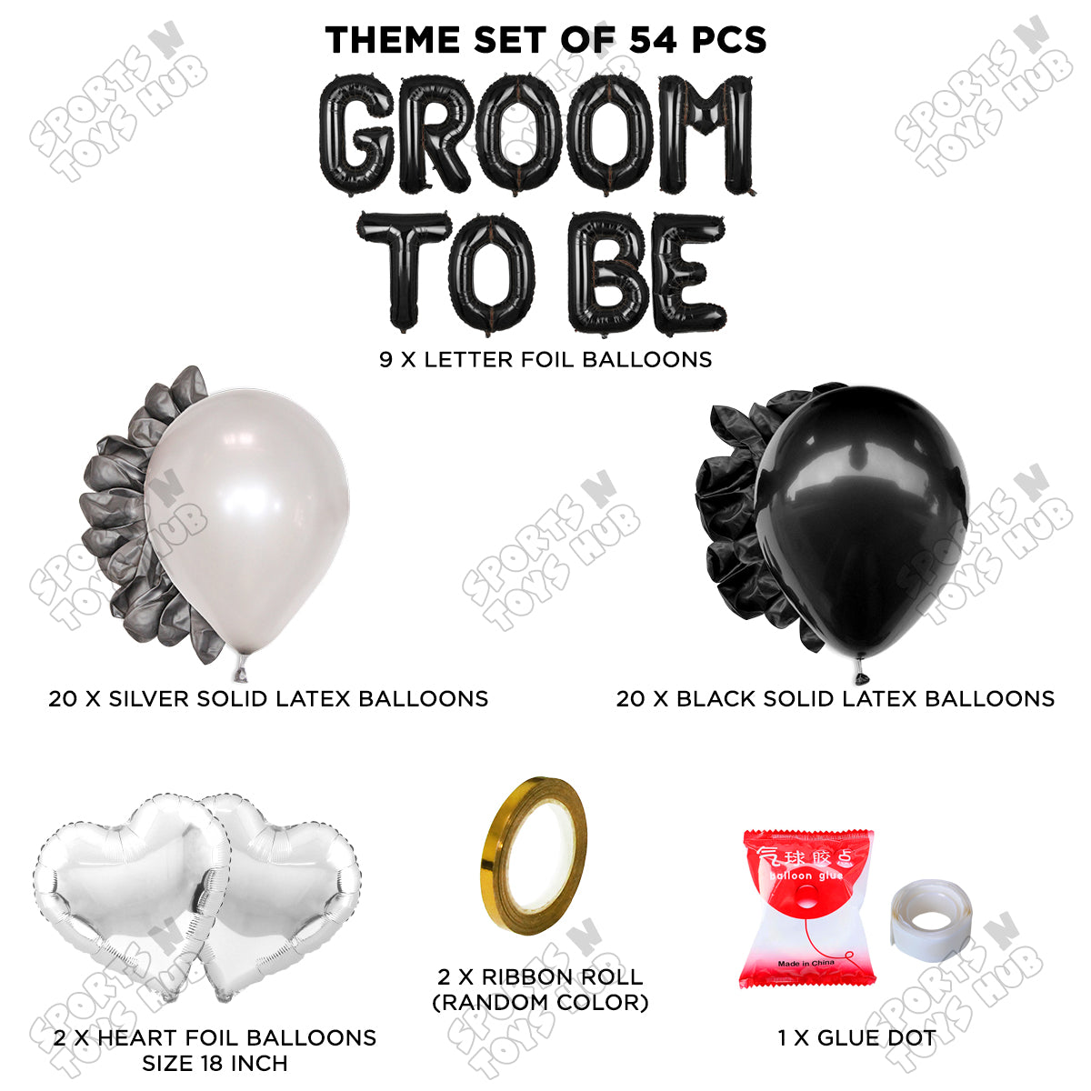 Groom To Be Foil Letter Theme Collection - Black & Silver