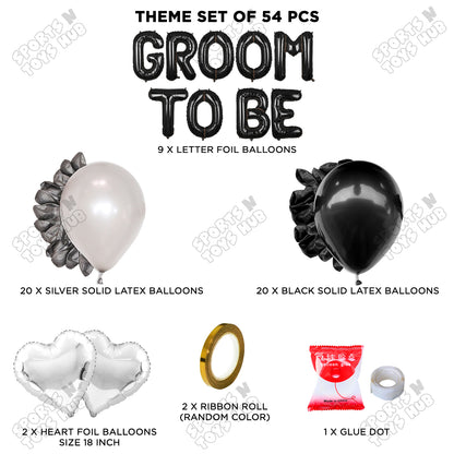 Groom To Be Foil Letter Theme Collection - Black & Silver