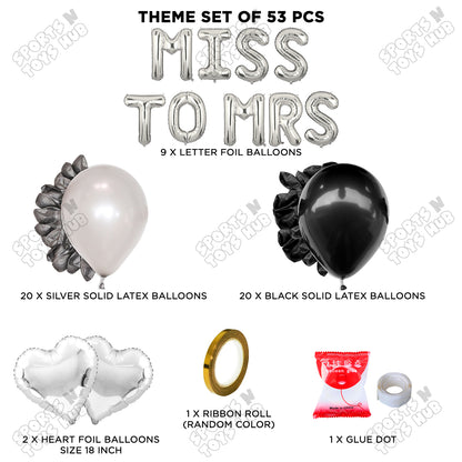 Miss To Mrs Foil Letters Theme Collection - Silver & Black