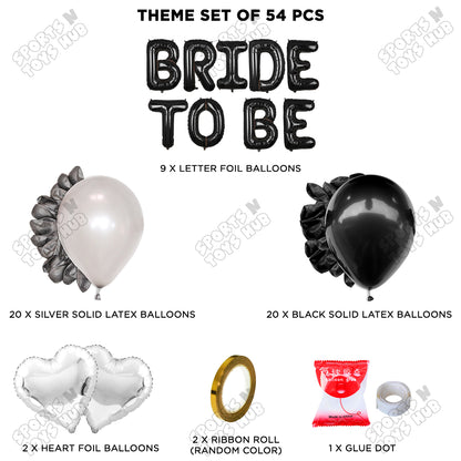 Bride To Be Foil Black Color Letters Theme Collection - Black & Silver