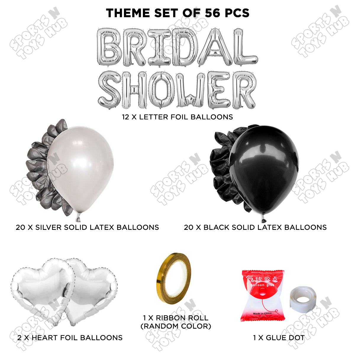 Bridal Shower Foil Letters Theme Collection - Silver & Black
