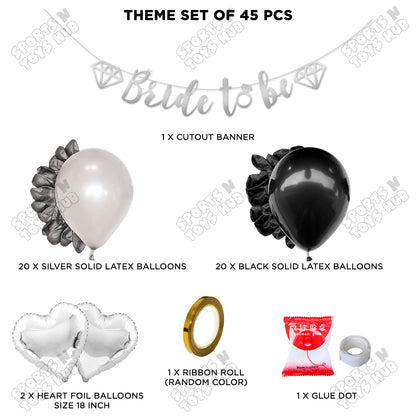 Bride To Be Cursive Banner Theme Collection - Silver & Black