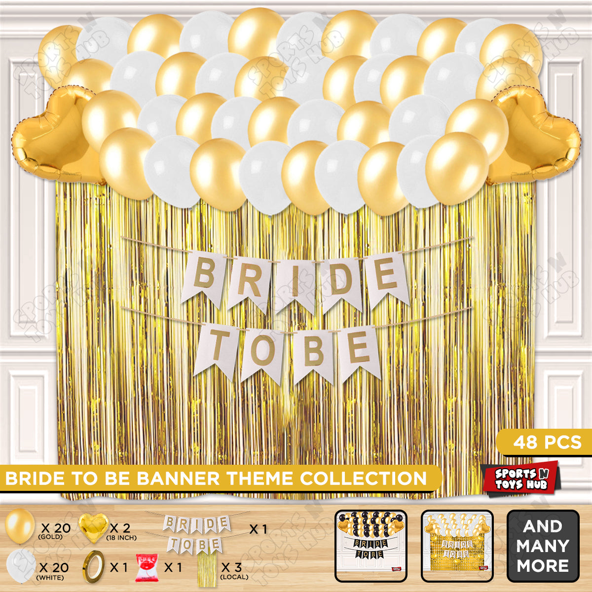 Bride To Be Card Banner Theme Collection - White & Gold