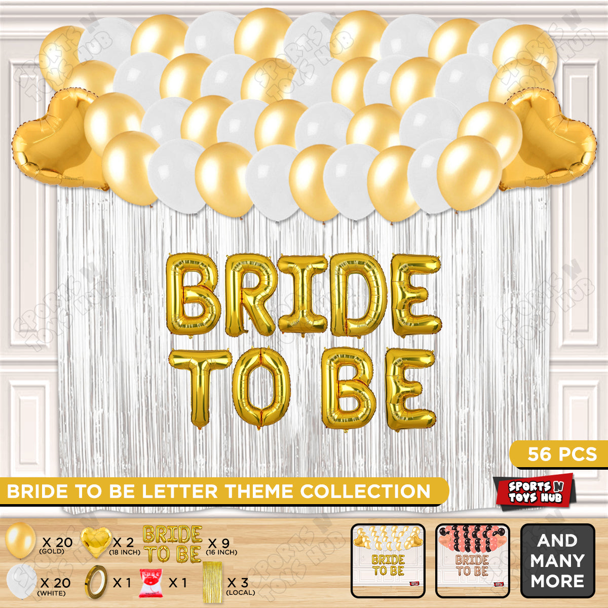 Bride To Be Foil Letters Theme Collection - White & Gold