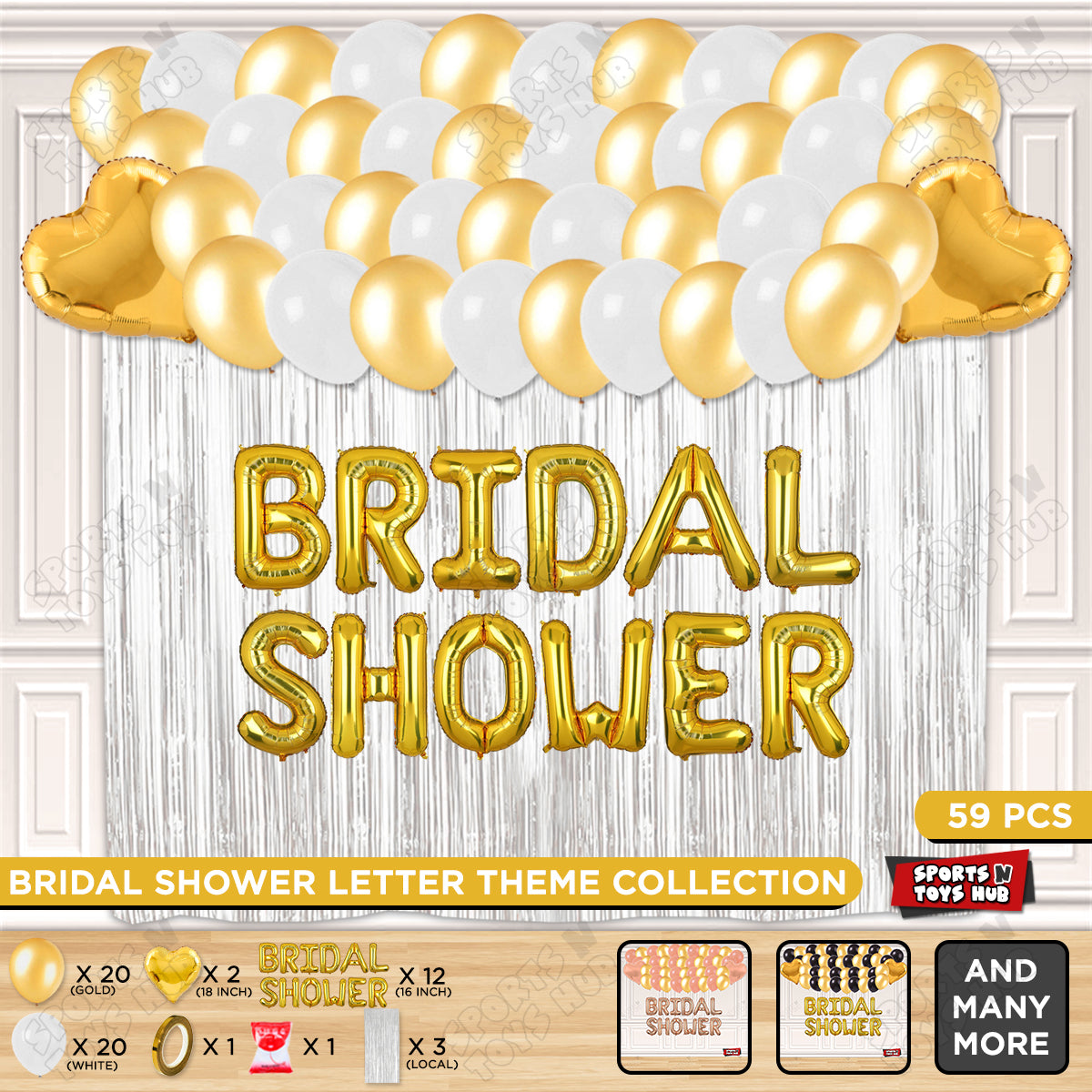 Bridal Shower Foil Letters Theme Collection - Gold & White