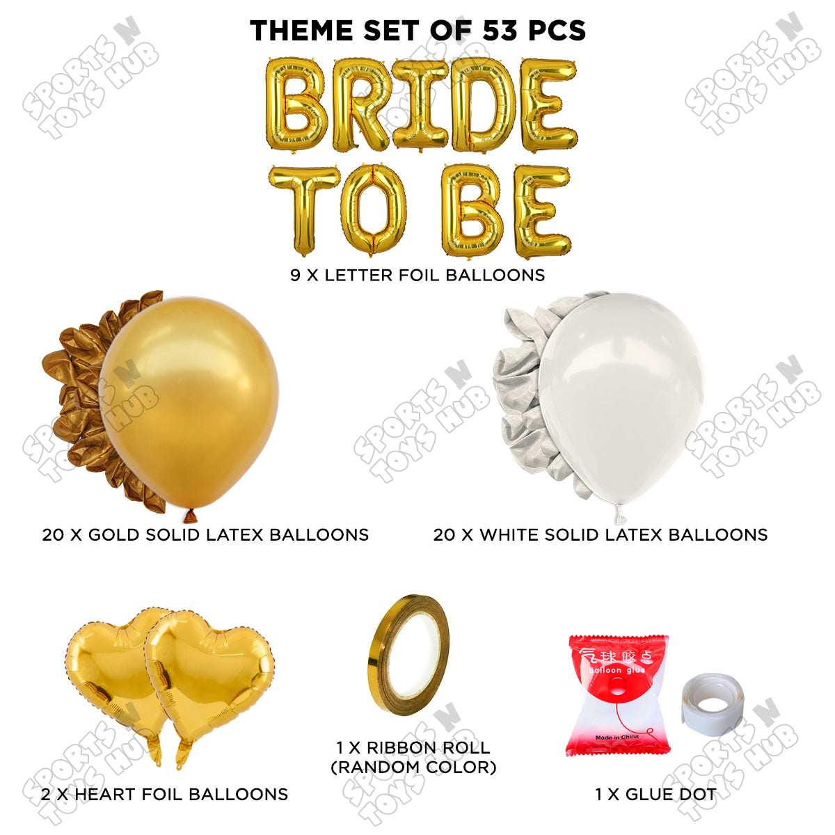 Bride To Be Foil Letters Theme Collection - White & Gold