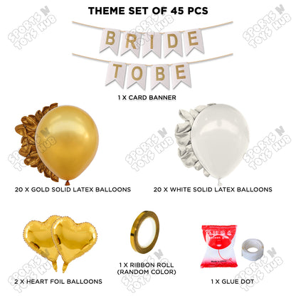 Bride To Be Card Banner Theme Collection - White & Gold