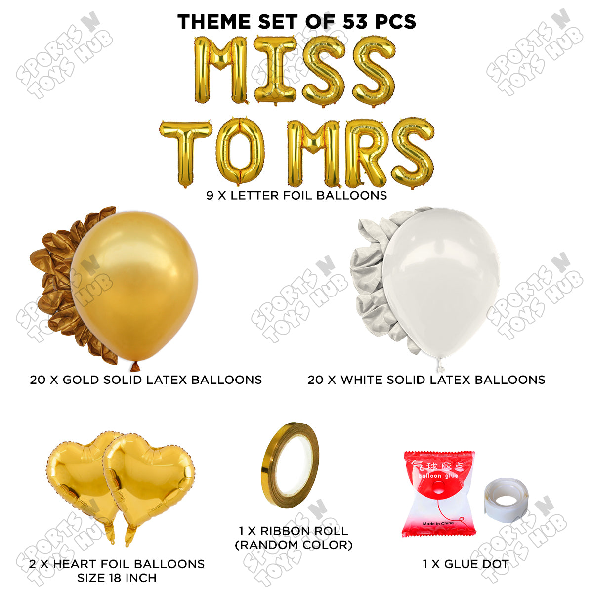Miss To Mrs Foil Letters Theme Collection - Gold & White