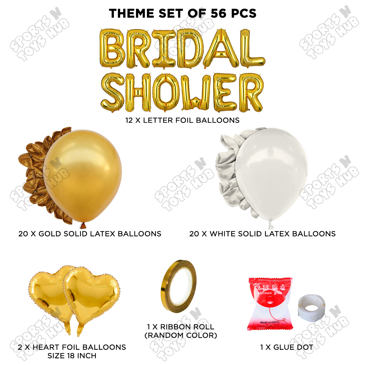 Bridal Shower Foil Letters Theme Collection - Gold & White