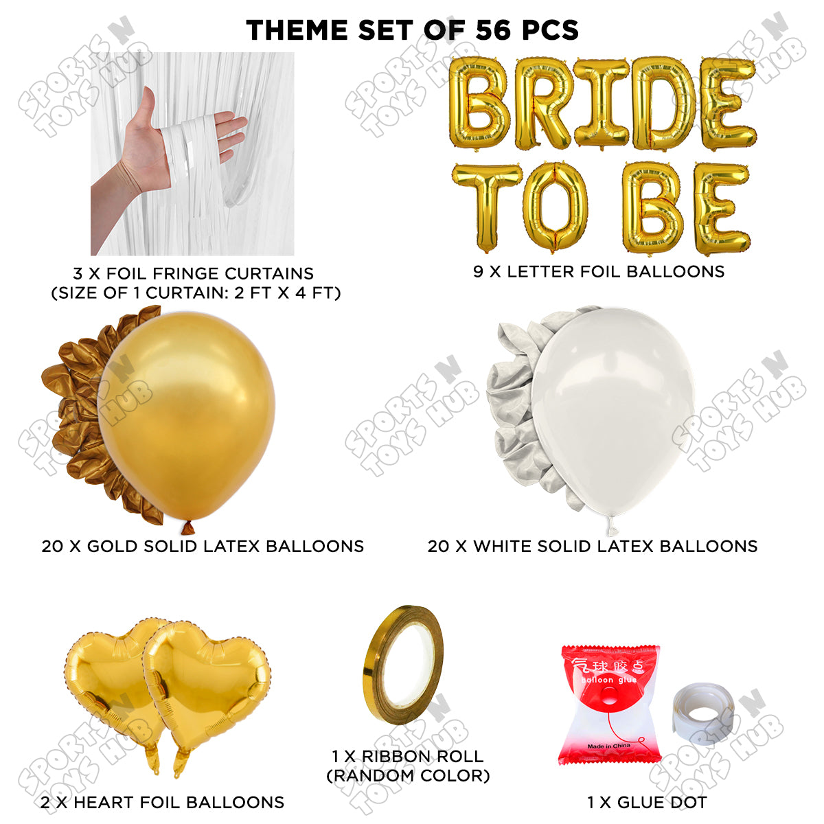 Bride To Be Foil Letters Theme Collection - White & Gold