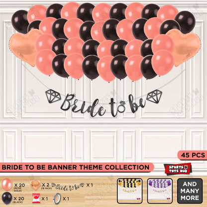Bride To Be Cursive Banner Theme Collection - Black & Rose Gold
