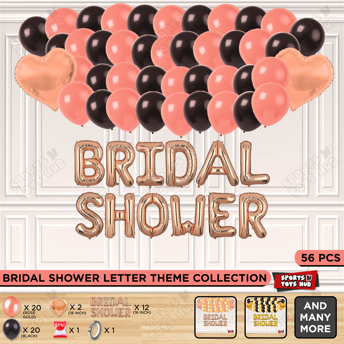 Bridal Shower Foil Letters Theme Collection - Rose Gold & Black